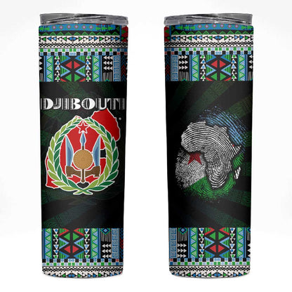 Djibouti Roots Skinny Tumbler African Pride in Fingerprint and Tribal Colors