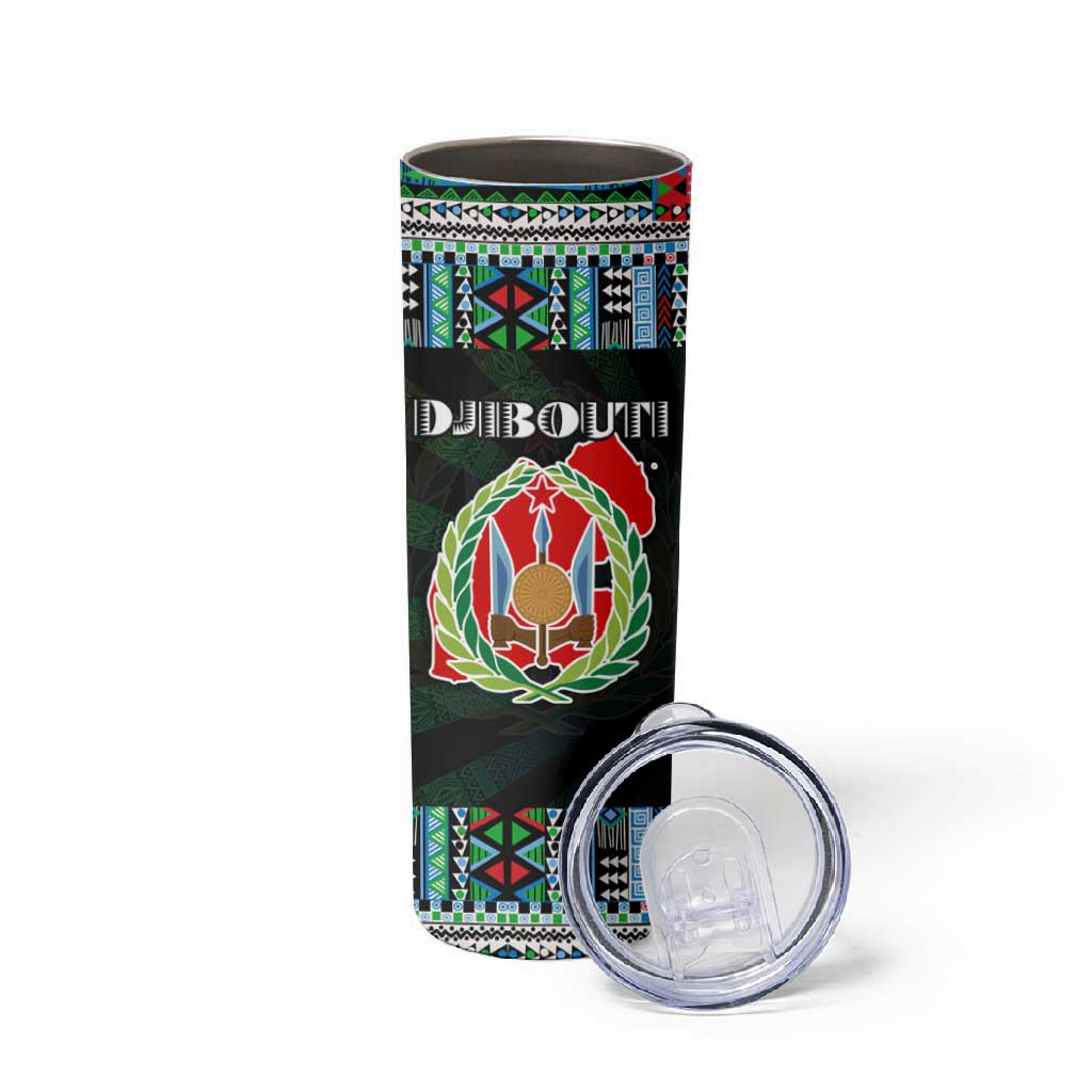 Djibouti Roots Skinny Tumbler African Pride in Fingerprint and Tribal Colors