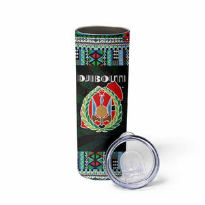 Djibouti Roots Skinny Tumbler African Pride in Fingerprint and Tribal Colors