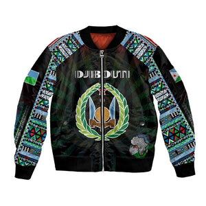 Personalized Djibouti Roots Sleeve Zip Bomber Jacket African Pride in Fingerprint and Tribal Colors