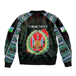 Personalized Djibouti Roots Sleeve Zip Bomber Jacket African Pride in Fingerprint and Tribal Colors