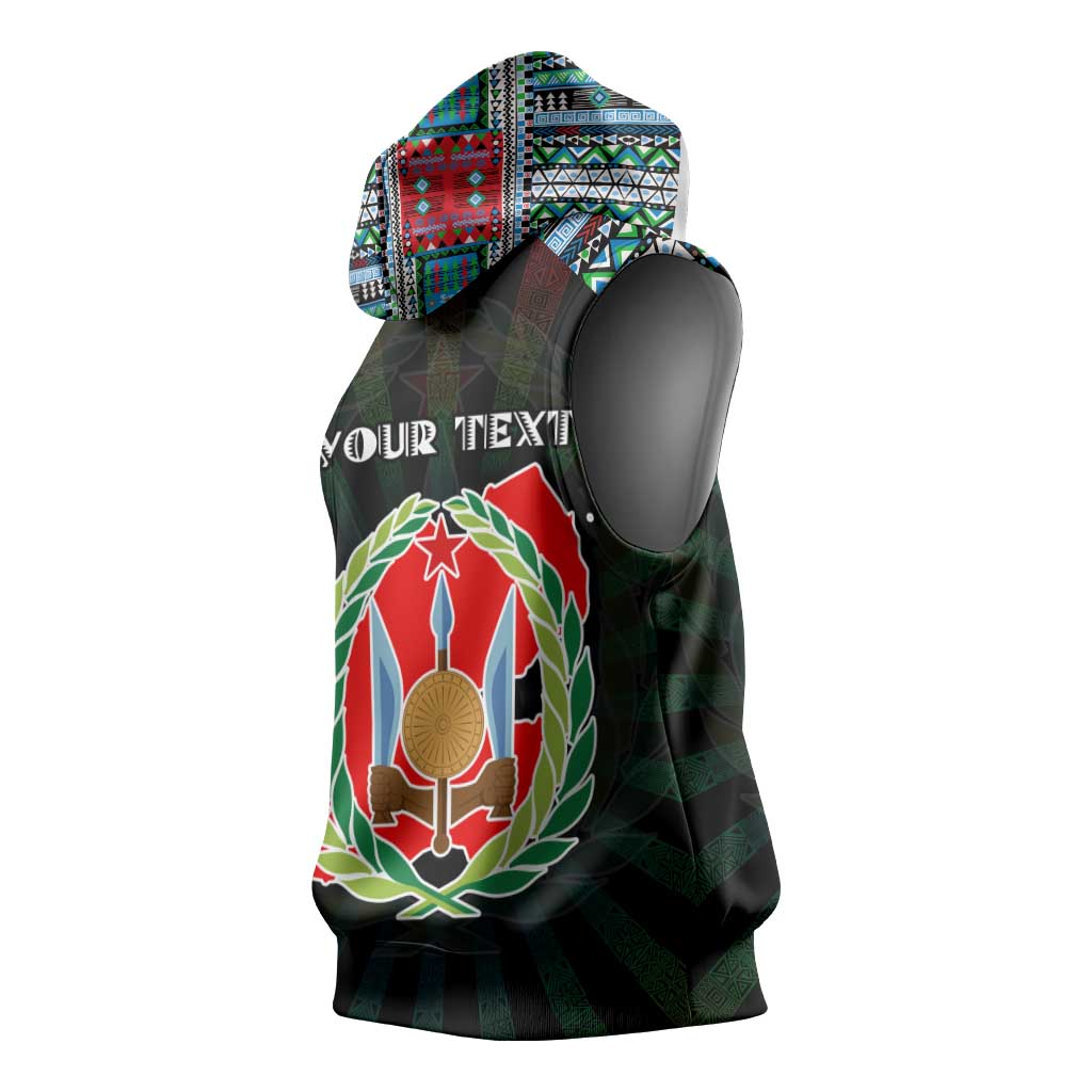 Personalized Djibouti Roots Sleeveless Hoodie African Pride in Fingerprint and Tribal Colors - African Pride