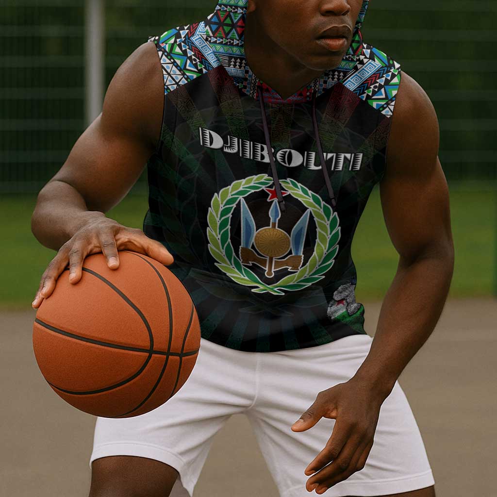 Personalized Djibouti Roots Sleeveless Hoodie African Pride in Fingerprint and Tribal Colors - African Pride