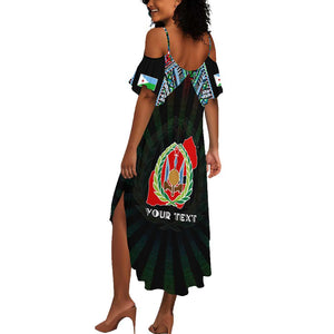 Personalized Djibouti Roots Summer Maxi Dress African Pride in Fingerprint and Tribal Colors