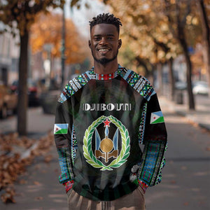 Personalized Djibouti Roots Sweatshirt African Pride in Fingerprint and Tribal Colors