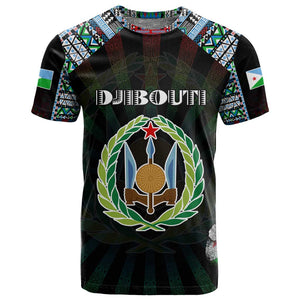 Personalized Djibouti Roots T shirt African Pride in Fingerprint and Tribal Colors