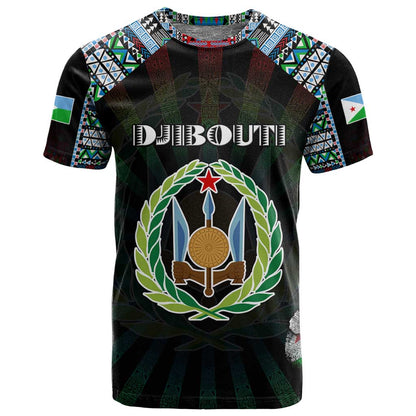 Personalized Djibouti Roots T shirt African Pride in Fingerprint and Tribal Colors