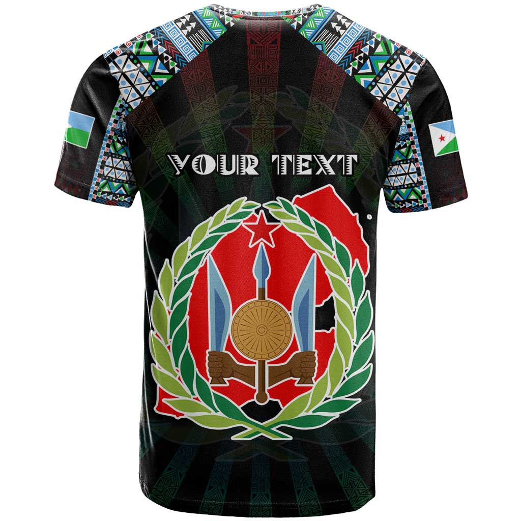 Personalized Djibouti Roots T shirt African Pride in Fingerprint and Tribal Colors
