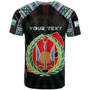 Personalized Djibouti Roots T shirt African Pride in Fingerprint and Tribal Colors