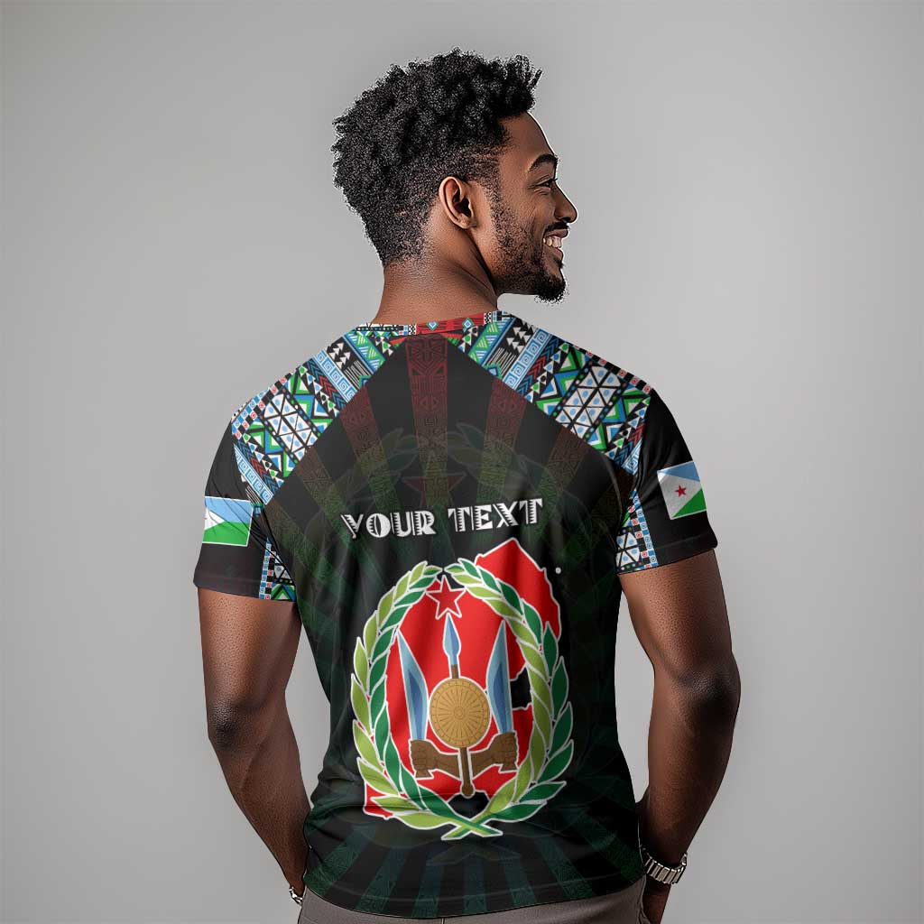 Personalized Djibouti Roots T shirt African Pride in Fingerprint and Tribal Colors