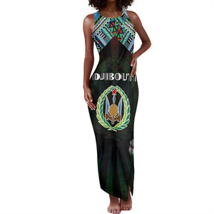 Personalized Djibouti Roots Tank Maxi Dress African Pride in Fingerprint and Tribal Colors