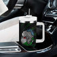 Djibouti Roots Tumbler With Handle African Pride in Fingerprint and Tribal Colors