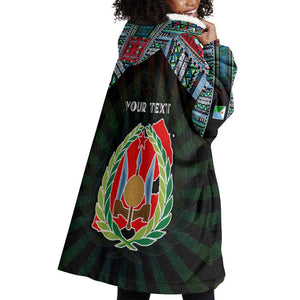 Personalized Djibouti Roots Wearable Blanket Hoodie African Pride in Fingerprint and Tribal Colors