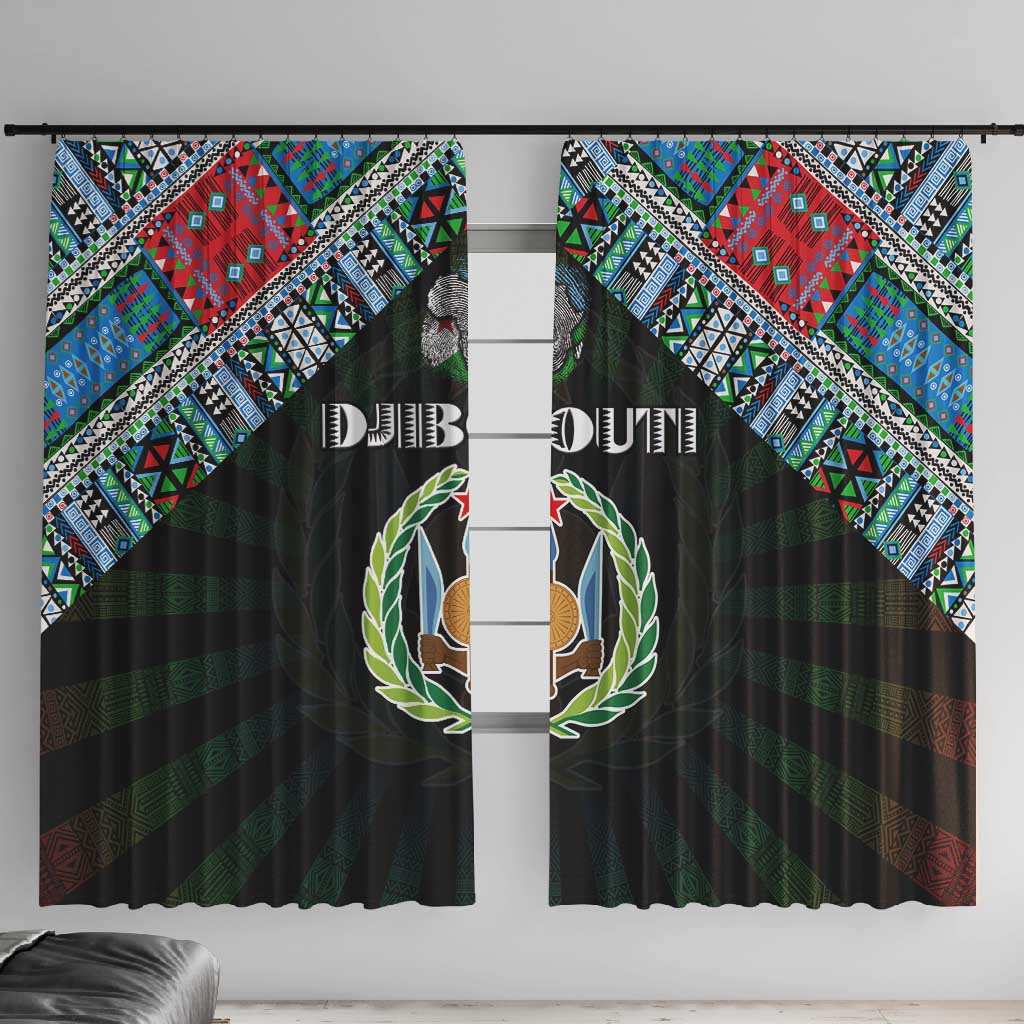 Djibouti Roots Window Curtain African Pride in Fingerprint and Tribal Colors