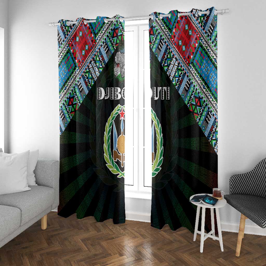 Djibouti Roots Window Curtain African Pride in Fingerprint and Tribal Colors