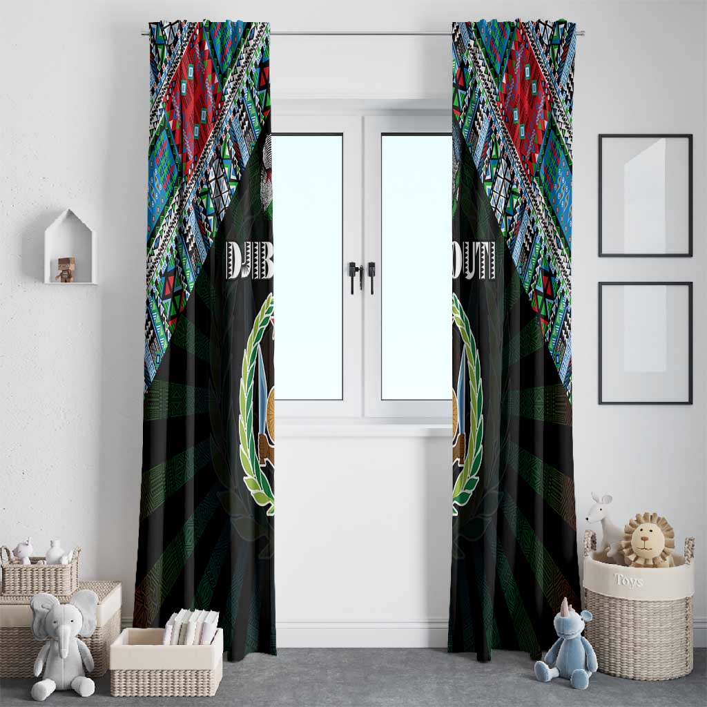 Djibouti Roots Window Curtain African Pride in Fingerprint and Tribal Colors
