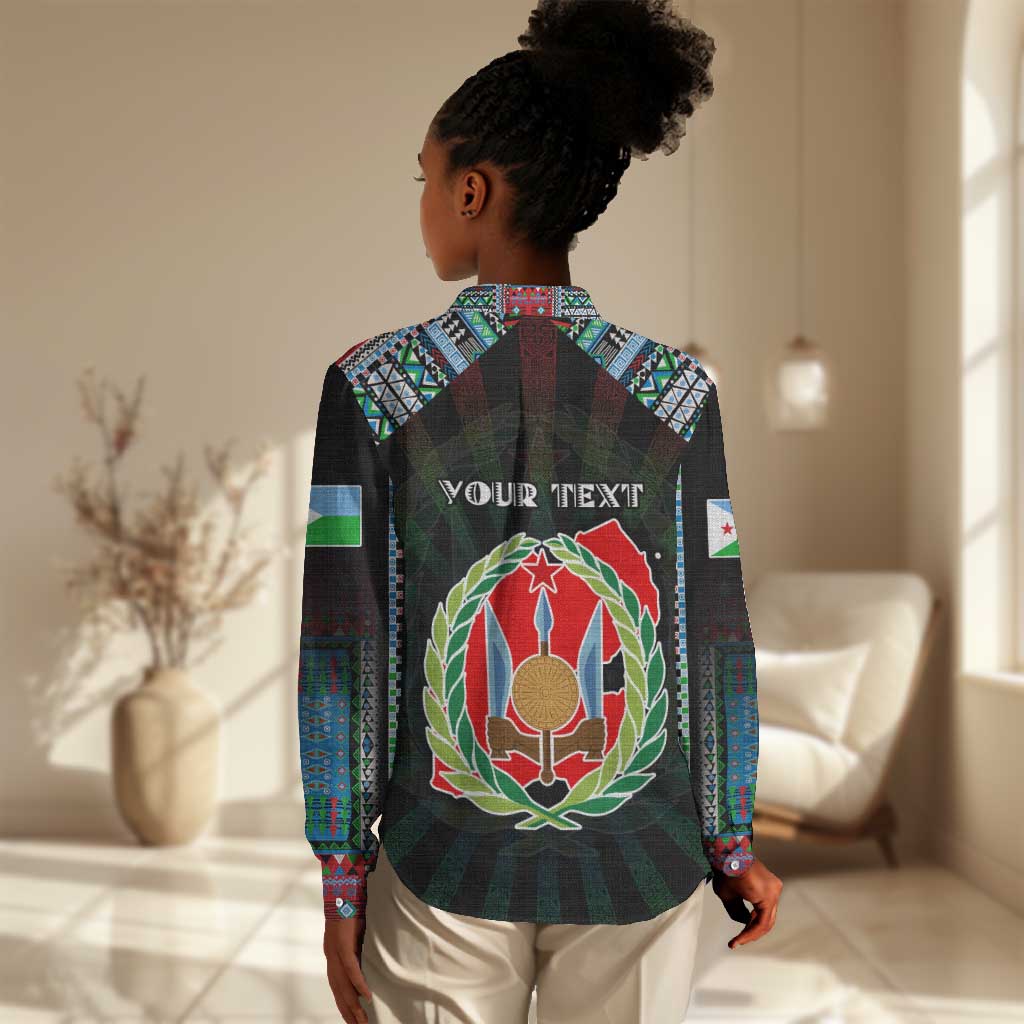 Personalized Djibouti Roots Women Casual Shirt African Pride in Fingerprint and Tribal Colors