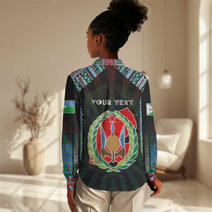 Personalized Djibouti Roots Women Casual Shirt African Pride in Fingerprint and Tribal Colors