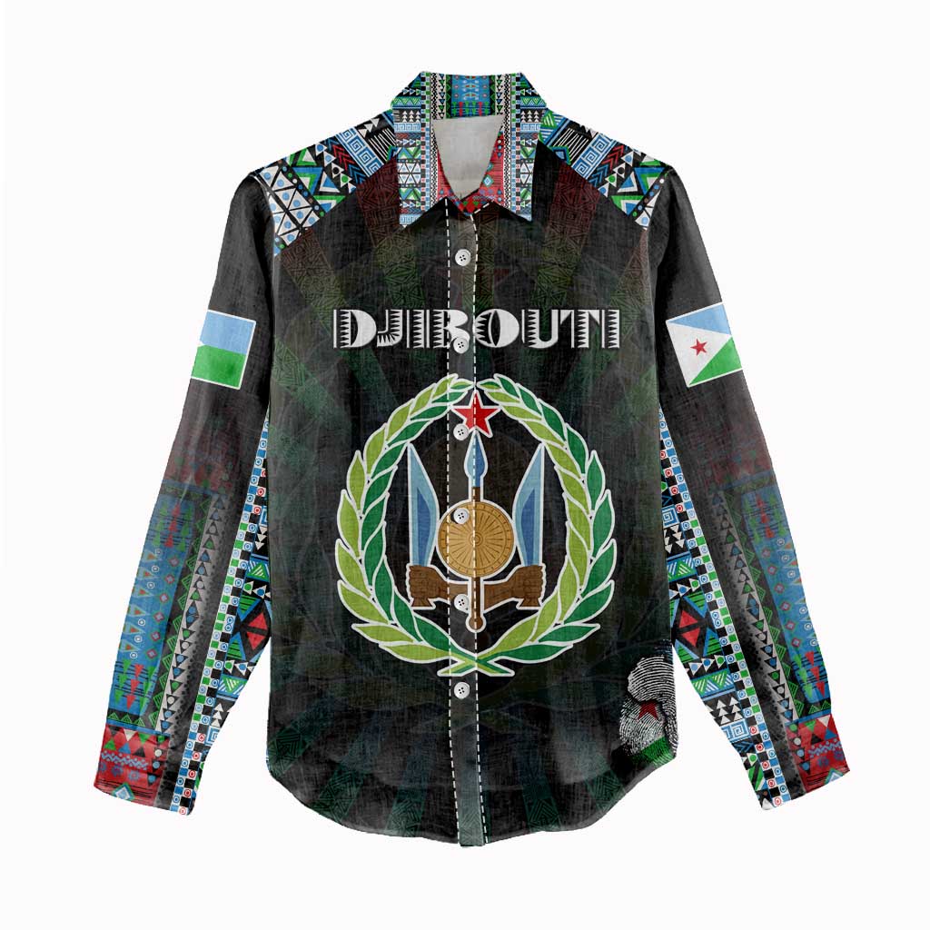 Personalized Djibouti Roots Women Casual Shirt African Pride in Fingerprint and Tribal Colors