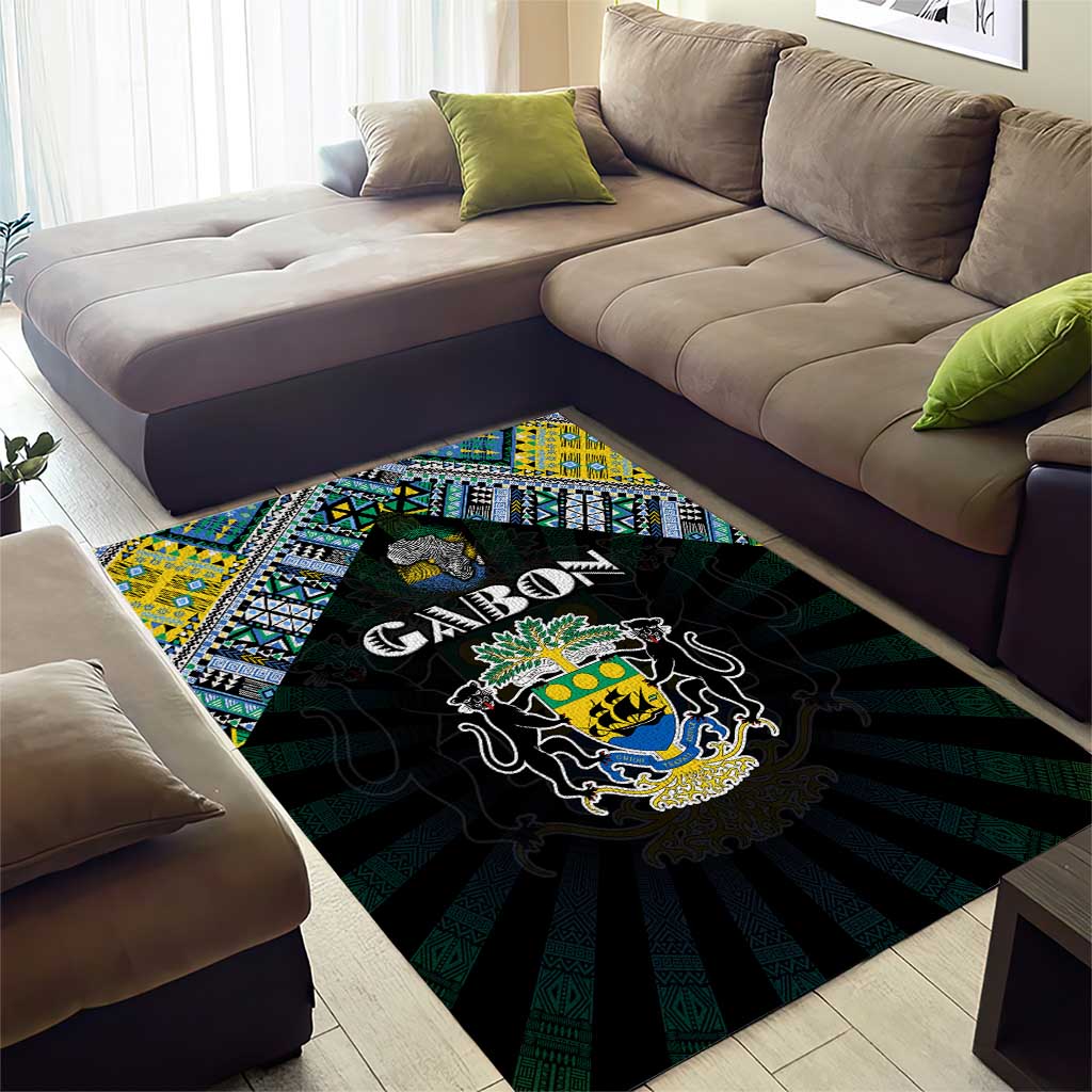 Gabon Roots Area Rug African Pride in Fingerprint and Tribal Colors