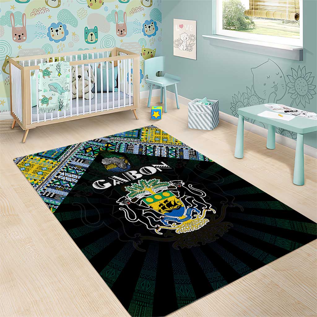 Gabon Roots Area Rug African Pride in Fingerprint and Tribal Colors