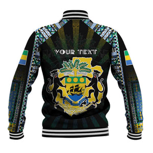 Personalized Gabon Roots Baseball Jacket African Pride in Fingerprint and Tribal Colors