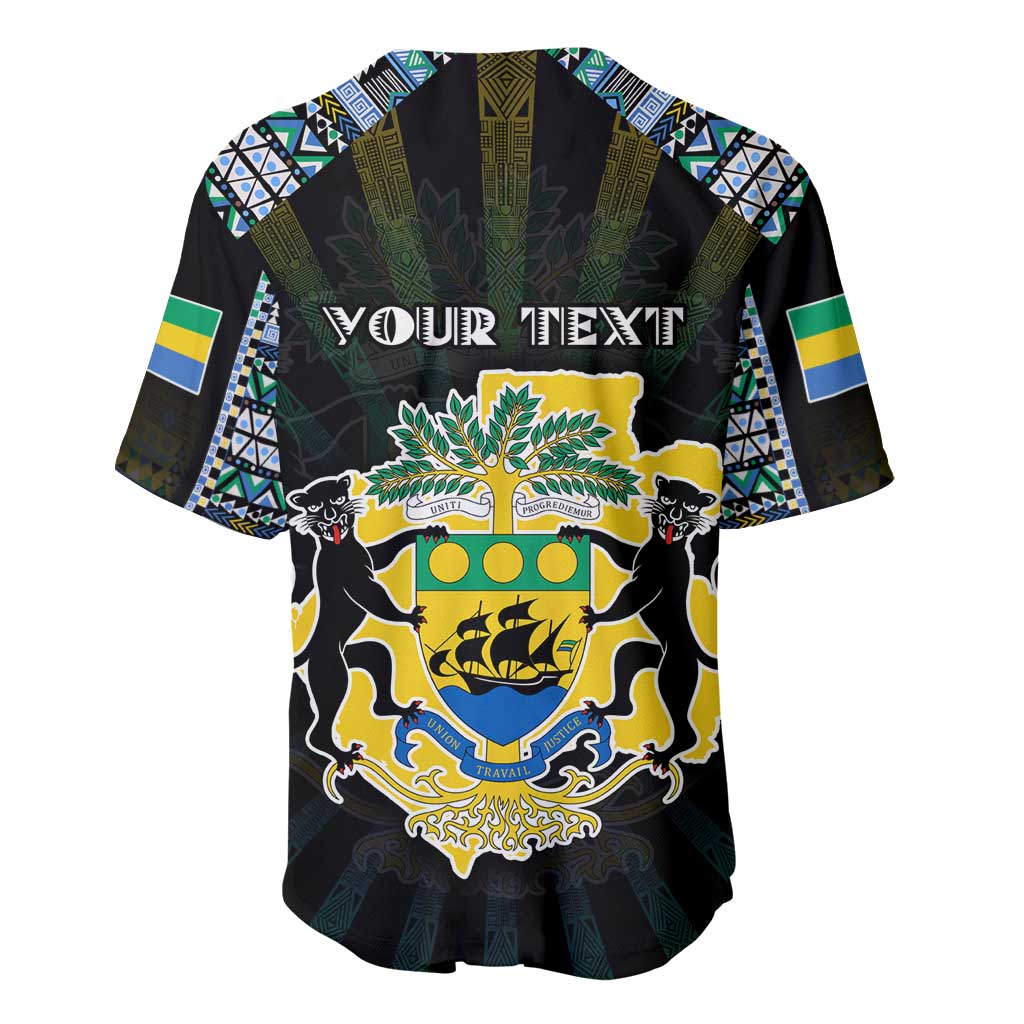 Personalized Gabon Roots Baseball Jersey African Pride in Fingerprint and Tribal Colors