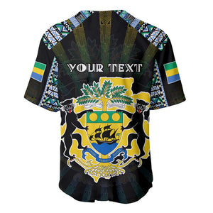 Personalized Gabon Roots Baseball Jersey African Pride in Fingerprint and Tribal Colors