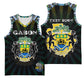 Personalized Gabon Roots Basketball Jersey African Pride in Fingerprint and Tribal Colors - African Pride