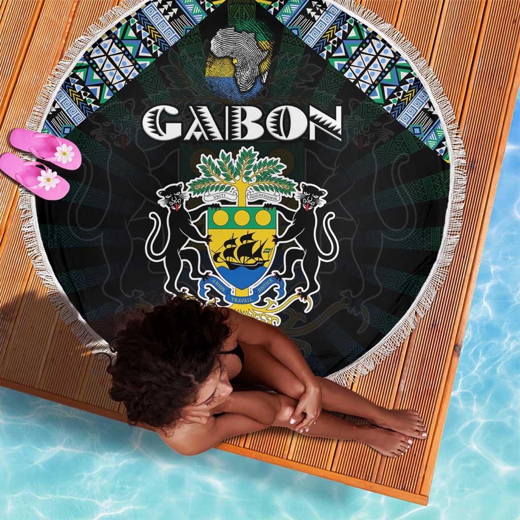 Gabon Roots Beach Blanket African Pride in Fingerprint and Tribal Colors
