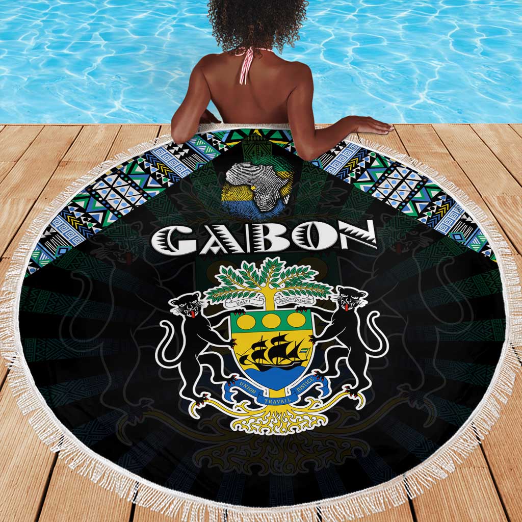 Gabon Roots Beach Blanket African Pride in Fingerprint and Tribal Colors