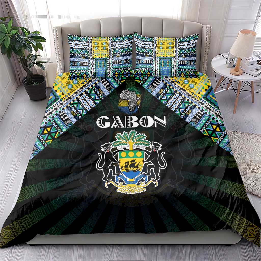 Gabon Roots Bedding Set African Pride in Fingerprint and Tribal Colors