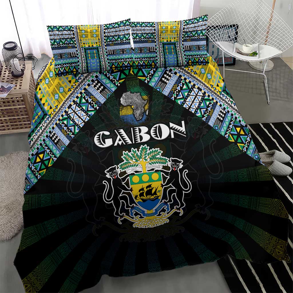 Gabon Roots Bedding Set African Pride in Fingerprint and Tribal Colors