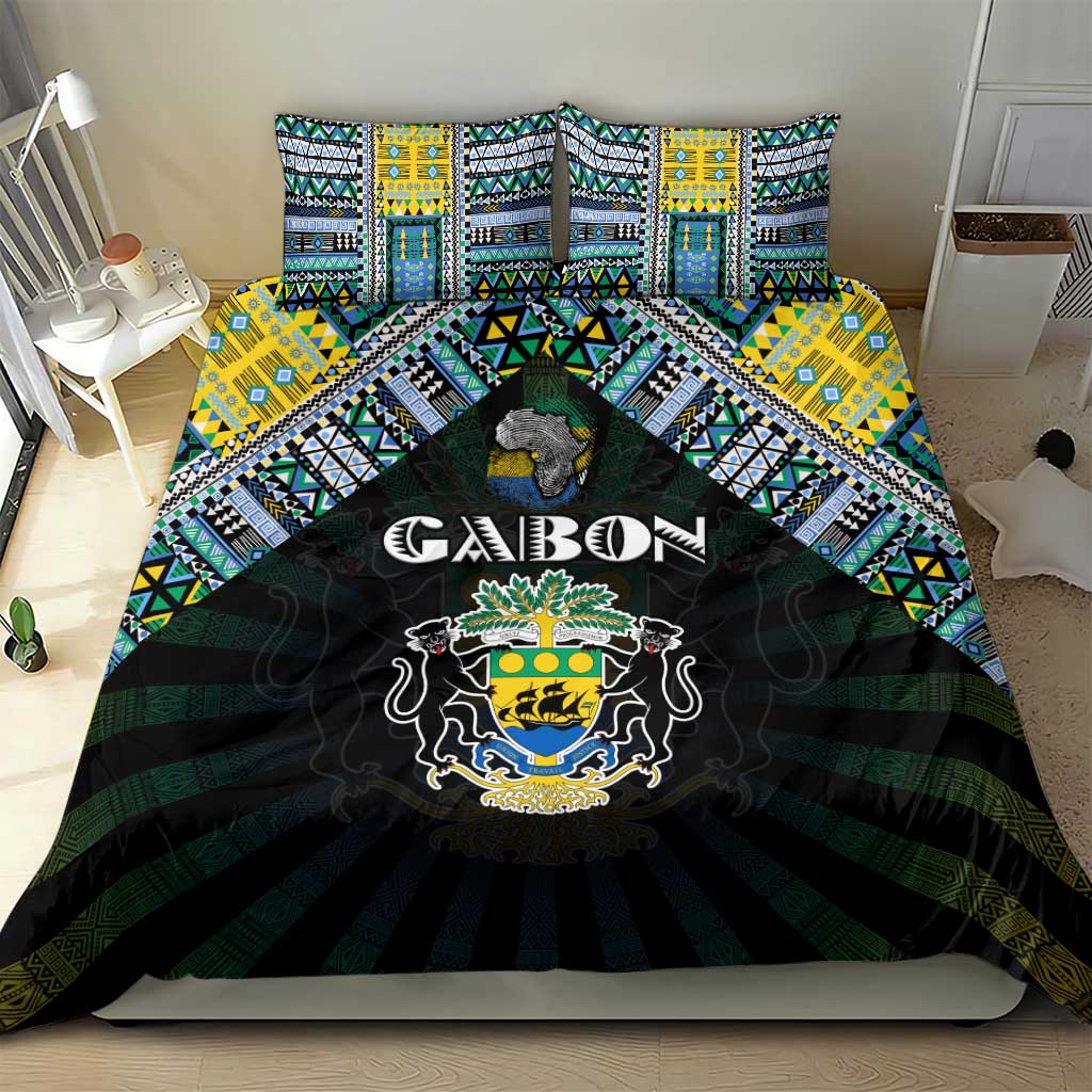 Gabon Roots Bedding Set African Pride in Fingerprint and Tribal Colors