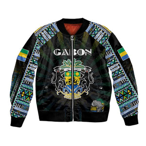 Personalized Gabon Roots Bomber Jacket African Pride in Fingerprint and Tribal Colors