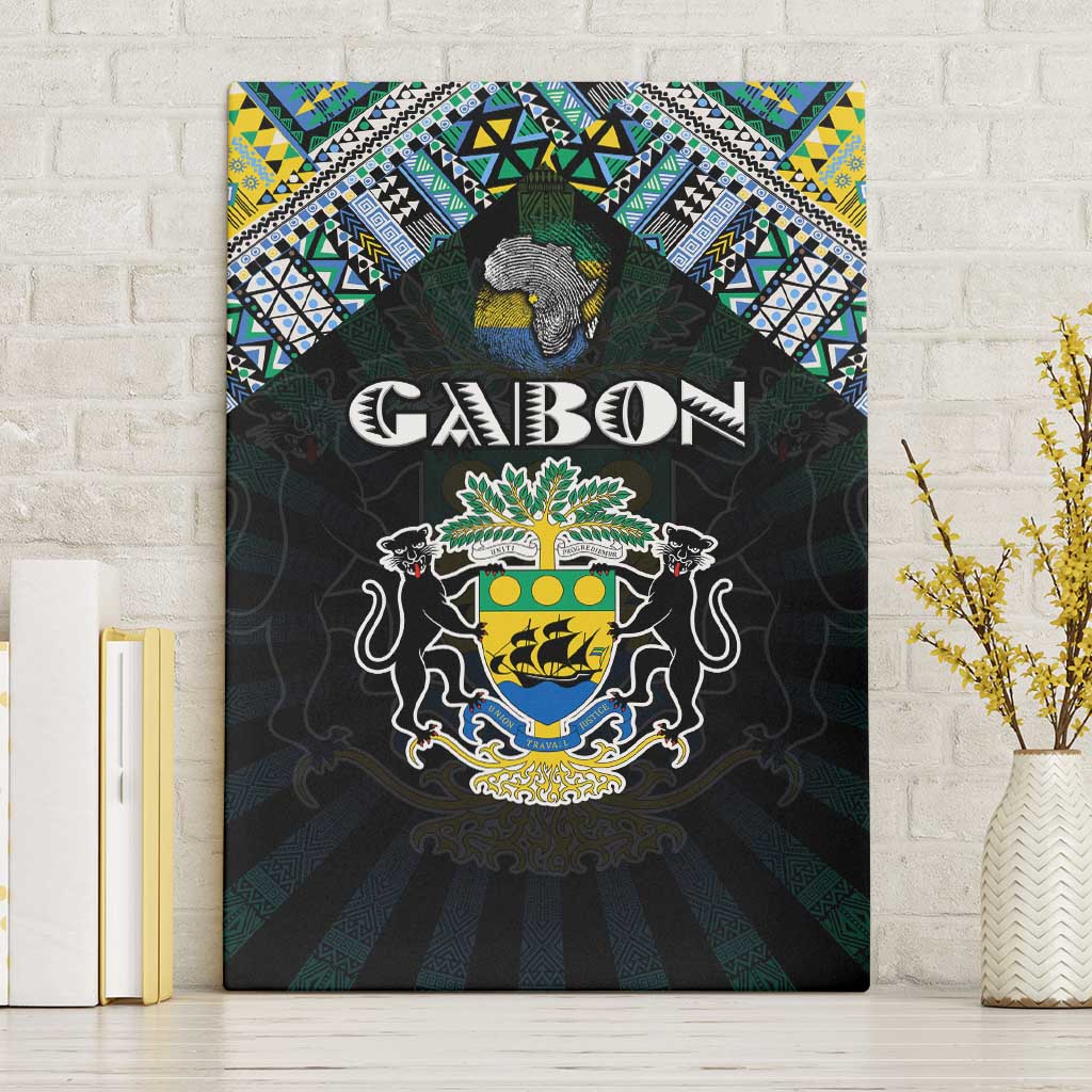 Gabon Roots Canvas Wall Art African Pride in Fingerprint and Tribal Colors
