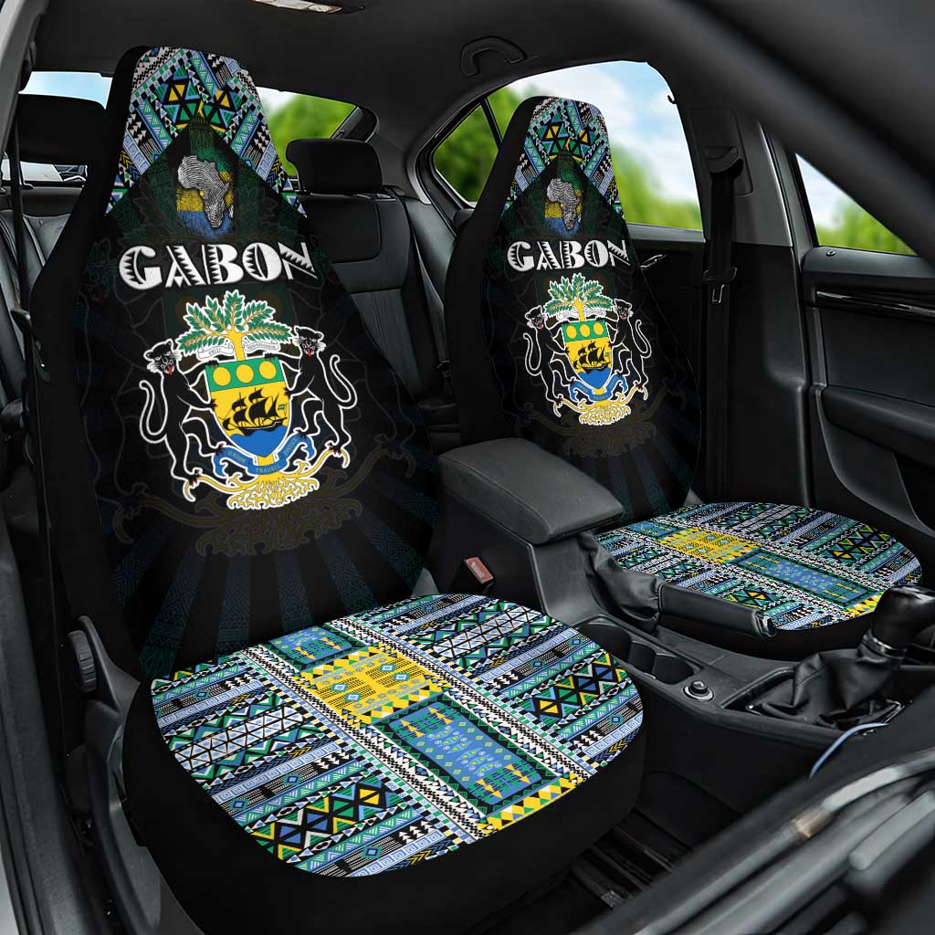 Gabon Roots Car Seat Cover African Pride in Fingerprint and Tribal Colors