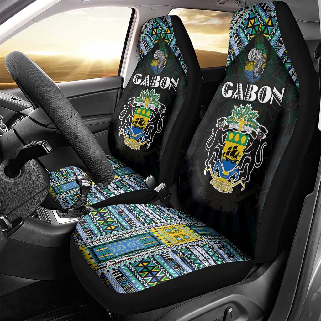 Gabon Roots Car Seat Cover African Pride in Fingerprint and Tribal Colors