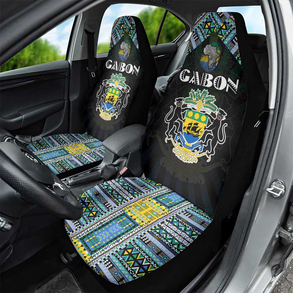 Gabon Roots Car Seat Cover African Pride in Fingerprint and Tribal Colors