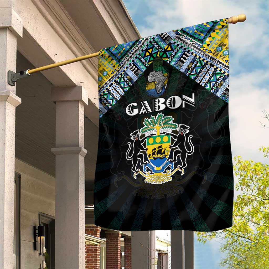 Gabon Roots Garden Flag African Pride in Fingerprint and Tribal Colors
