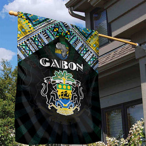 Gabon Roots Garden Flag African Pride in Fingerprint and Tribal Colors