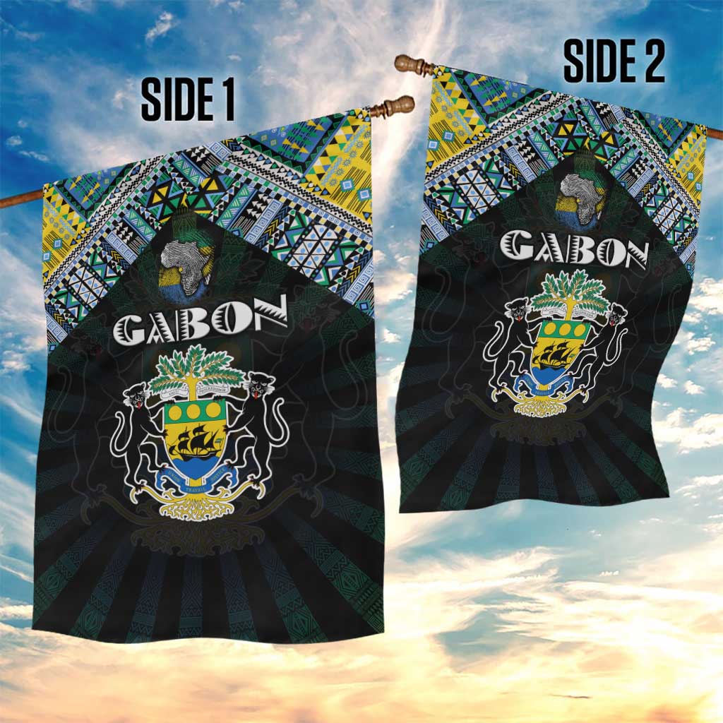 Gabon Roots Garden Flag African Pride in Fingerprint and Tribal Colors