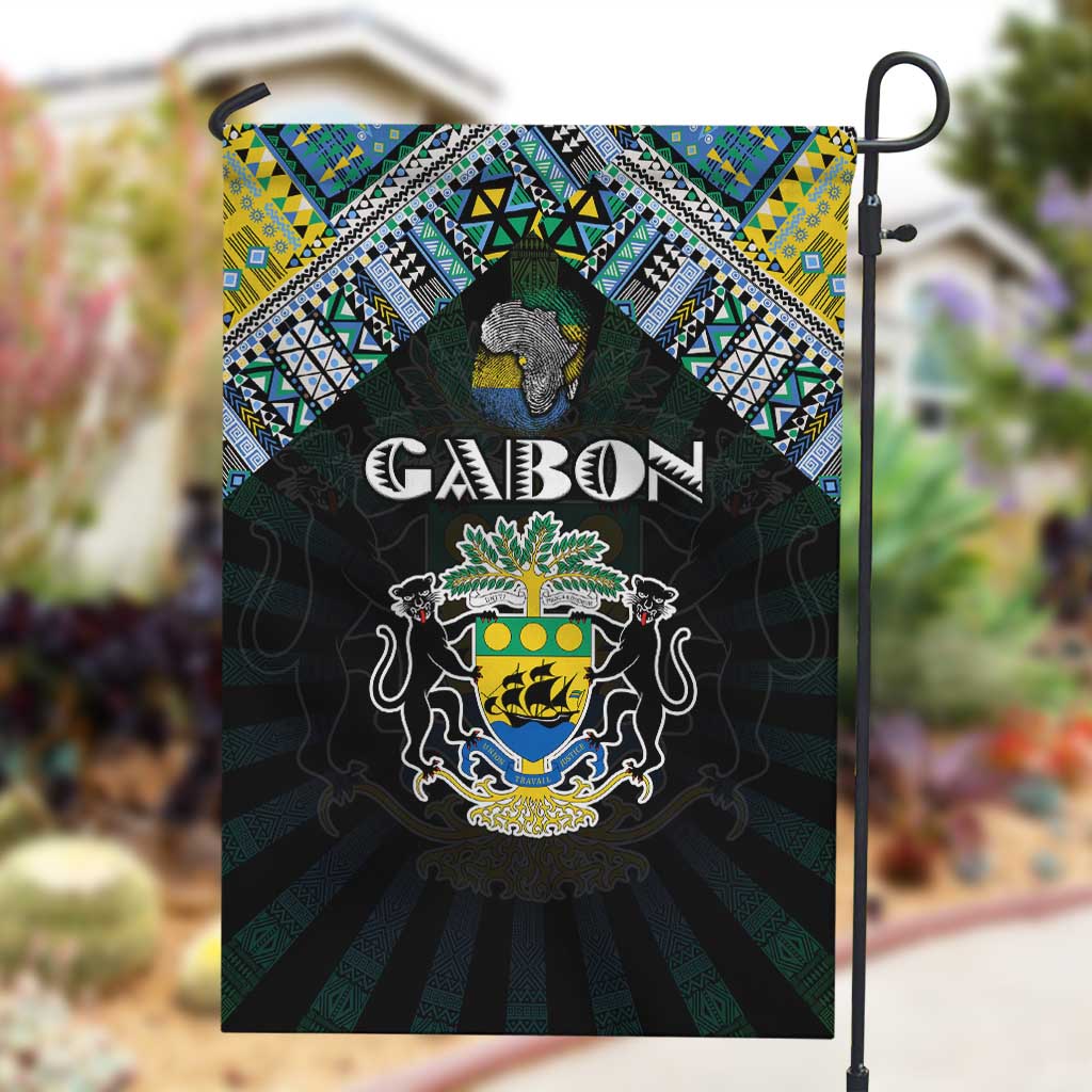 Gabon Roots Garden Flag African Pride in Fingerprint and Tribal Colors
