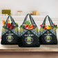 Gabon Roots Grocery Bag African Pride in Fingerprint and Tribal Colors