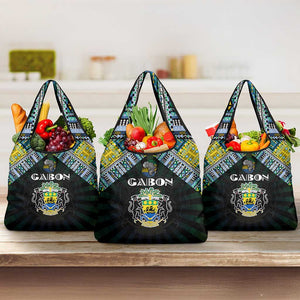 Gabon Roots Grocery Bag African Pride in Fingerprint and Tribal Colors