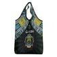 Gabon Roots Grocery Bag African Pride in Fingerprint and Tribal Colors
