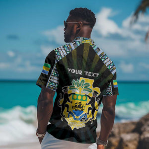 Personalized Gabon Roots Hawaiian Shirt African Pride in Fingerprint and Tribal Colors