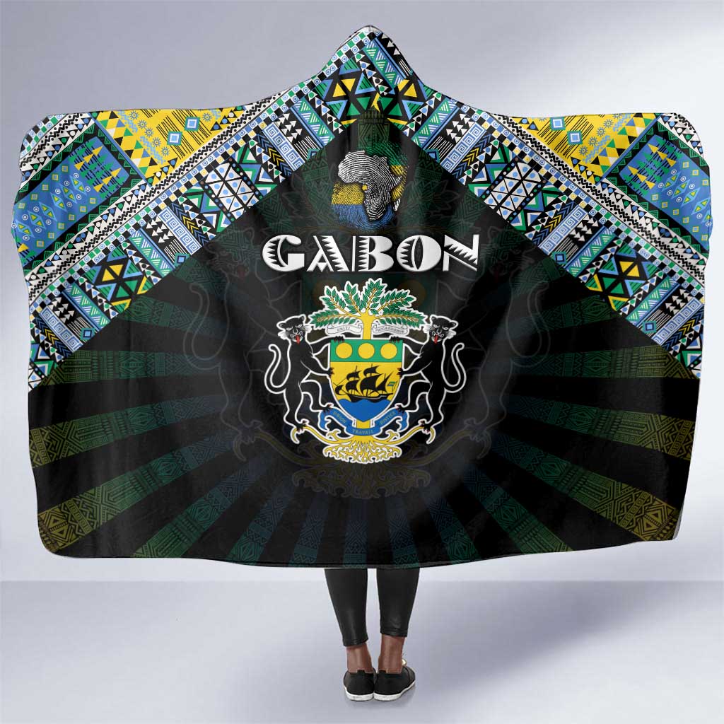 Gabon Roots Hooded Blanket African Pride in Fingerprint and Tribal Colors