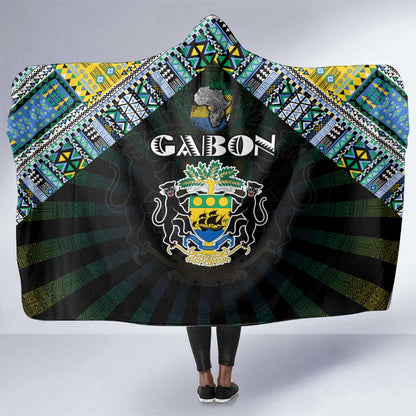 Gabon Roots Hooded Blanket African Pride in Fingerprint and Tribal Colors