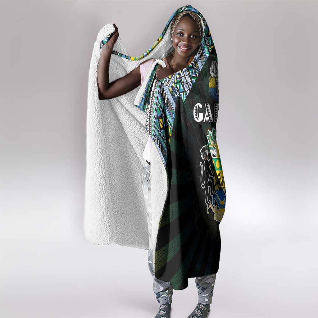 Gabon Roots Hooded Blanket African Pride in Fingerprint and Tribal Colors